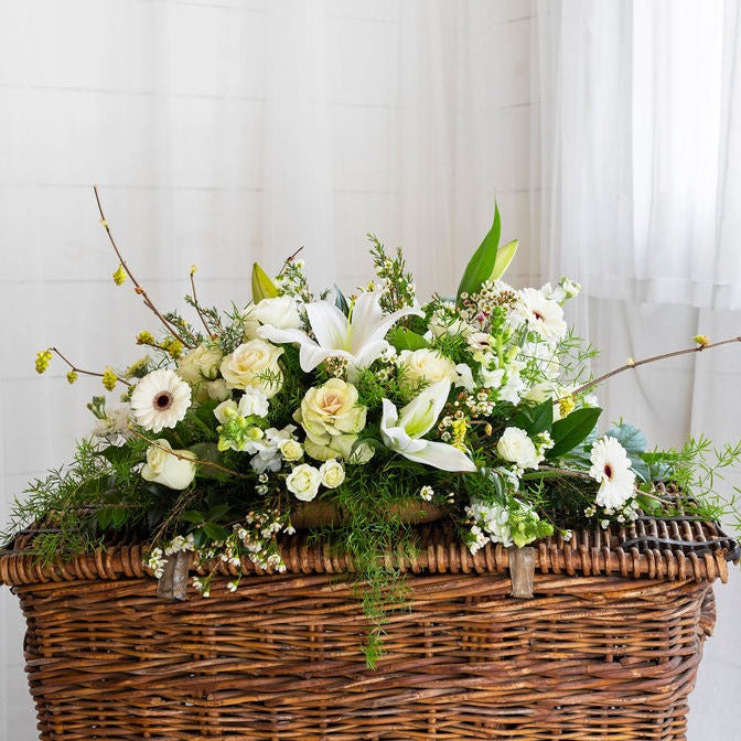 half casket funeral flowers