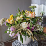 funeral flowers in soft and bright colors, designers choice
