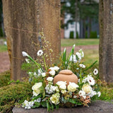 unity table wreath with white flowers for cremation service